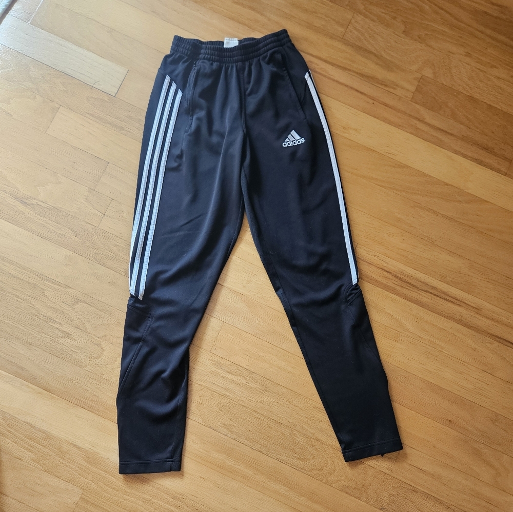Adidas Small 3-Stripes Athletic Soccer Pants in Black and White